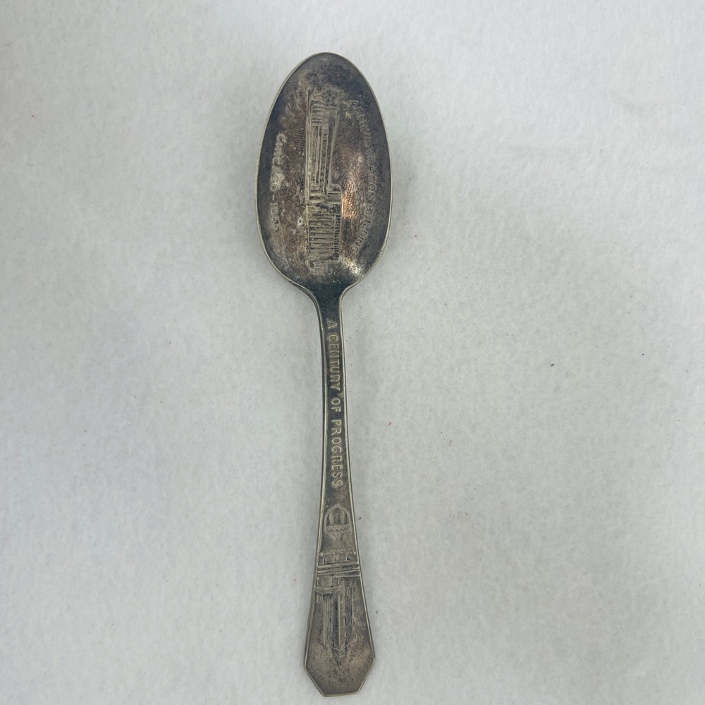 1933 Chicago Worlds Fair Century of Progress Souvenir Spoon Admin Building 6in
